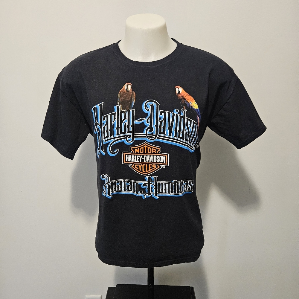 Harley Davidson Roatan Honduras Macau T Shirt Mens Medium Black 100% Cotton - Picture 3 of 10